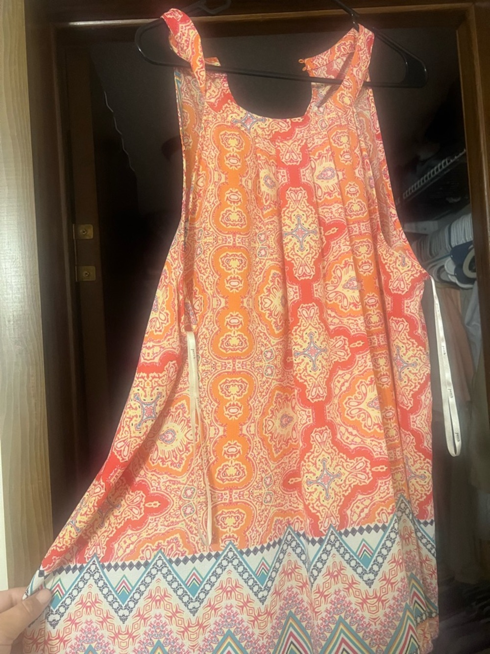 Sleeveless Coral Orange Printed Tank Top